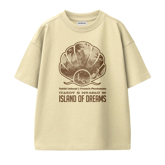 Island of Dreams | Oversized Graphic T-shirt (Beige)