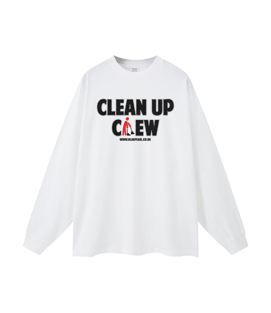 Clean Up Crew - Long Sleeve T-Shirt (White)