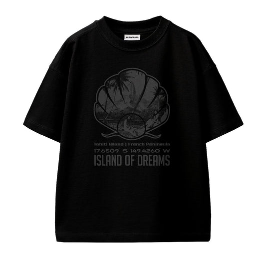 Island of Dreams | Oversized Graphic T-shirt (Black)