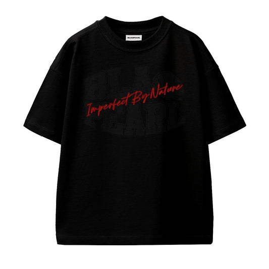 Imperfect By Nature | Oversized Graphic T-shirt (Black with Red)