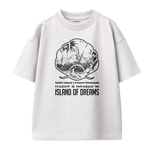Island of Dreams | Oversized Graphic T-shirt (White)