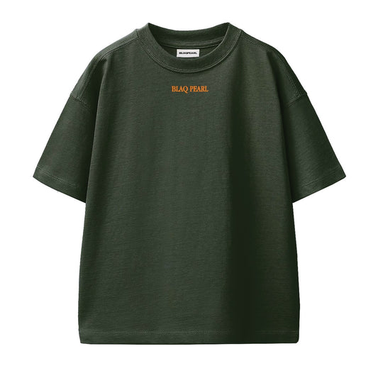 The Countess | Oversized Graphic T-shirt (Olive Green with Orange accent)